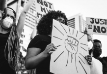 political unrest at a protest for black lives matter